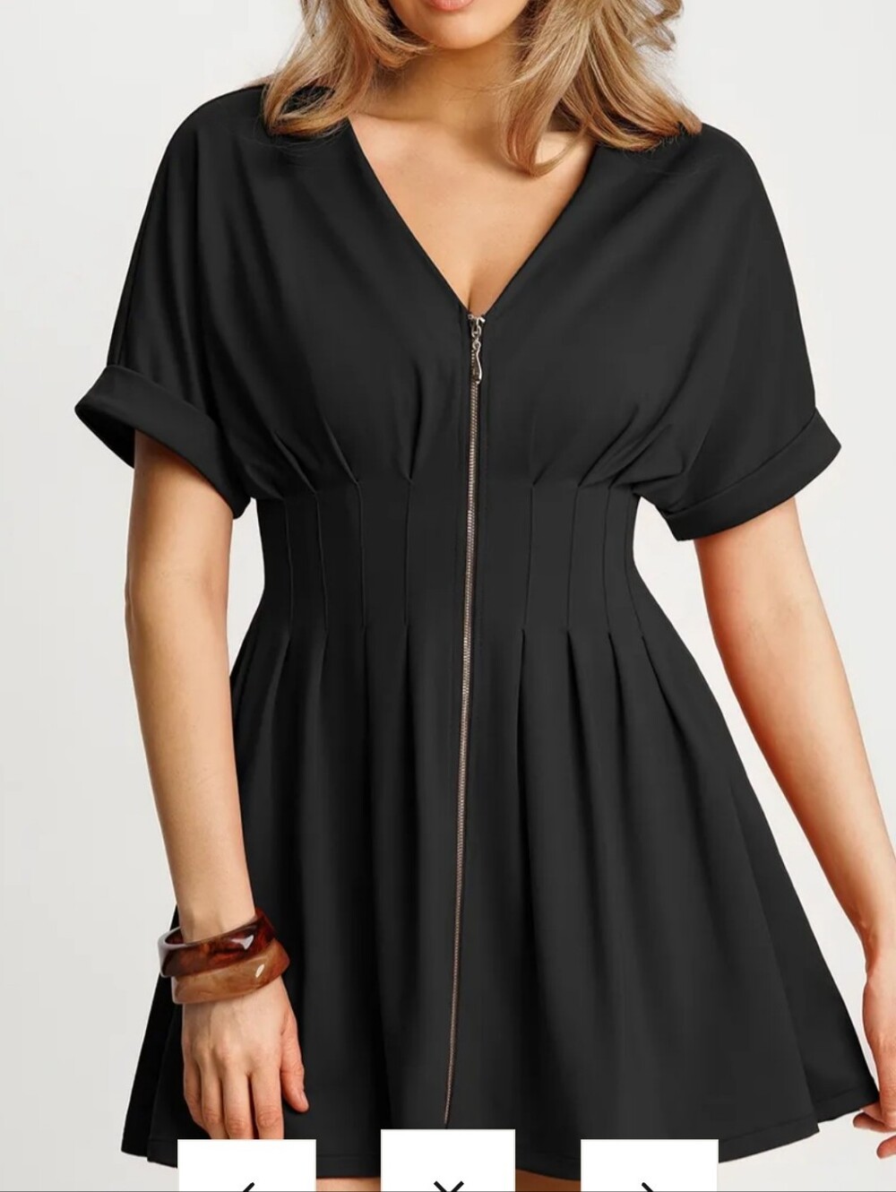 NWT Popilush Deep V Zip Front Two-Piece Sculpting Mini Dress, XL